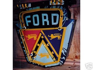 Old Gas & Oil Signs , Ford Sign Shield Crest Porcelain -1950's