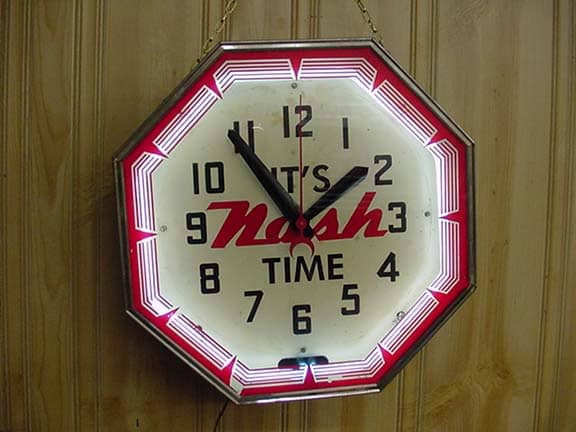 " Vintage Neon Clocks " Old Nash neon clock