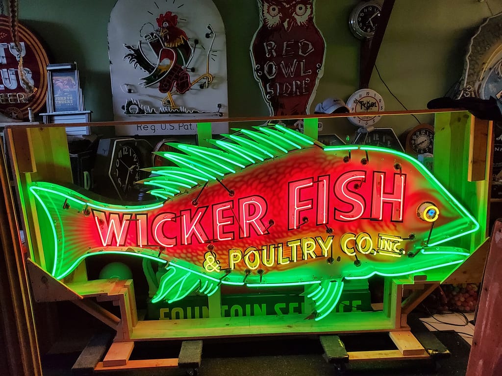 Vintage signs: hold treasures. Porcelain Neon Signs Fish