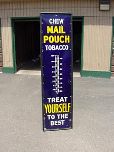 [ Vintage Porcelain Signs ] Mail Pouch porcelain thermometer
