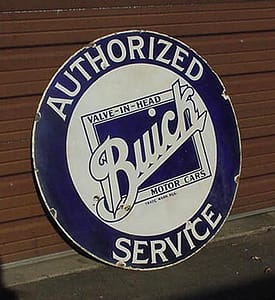 PORCELAIN Buick 42" Vintage signs: Antique stores near me hold treasures.