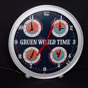 Gruen world Time neon clock, Vintage Advertising Neon Clocks