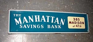 " Vintage Porcelain Signs "The Manhattan porcelain Savings Bank sign