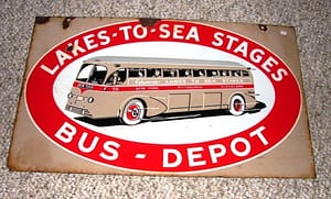 VINTAGE SIGNS // Porcelain Bus Depot sign, Lakes to Sea..."MY COLLECTION"