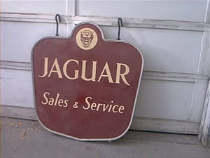 ( Old Gas & Oil Signs )Jaquar auto dealership porcelain sign."My Collection"