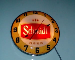 Vintage Neon Clocks, - Schmidts Beer