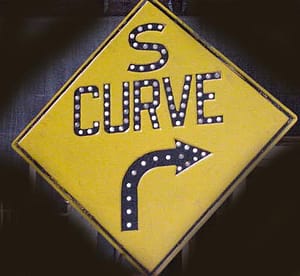 Collectible Signs glass reflector S curve sign