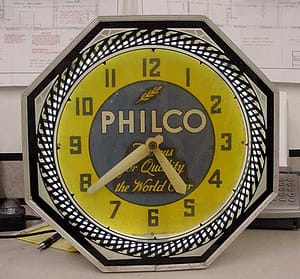 Old Philco neon clock, Vintage Advertising Neon Clocks