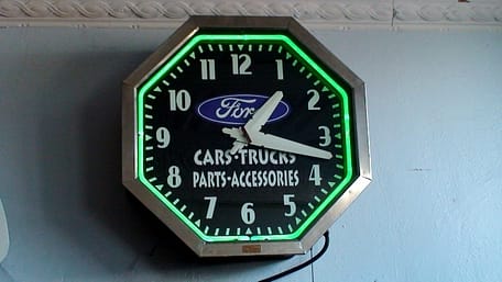 neon sign Ford clock, Vintage Advertising Neon Clocks
