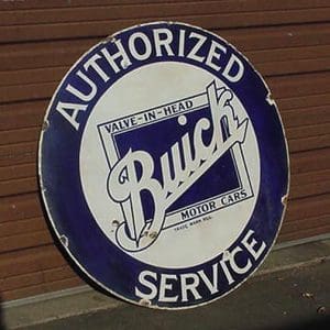 PORCELAIN Buick 42" Vintage signs: Antique stores near me hold treasures.