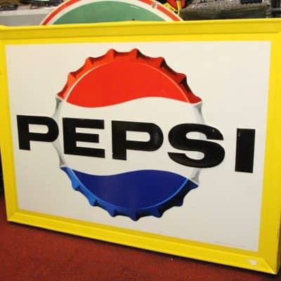 1963 Pepsi vintage tin signs in our collection. Size. 3' x 4'