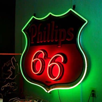 Phillips 66 vintage signs, with neon light in our collection