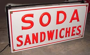 Vintage Advertising signs 1800's//2000's.......Porcelain sign with Milk glass letters Flexlume, OLD SIGNS.