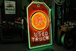 Porcelain neon OK used truck sign, OLD SIGNS, Old Unique Advertising Signs , Vintage advertising signs