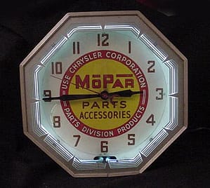 Mopar neon clock, Vintage Advertising Neon Clocks