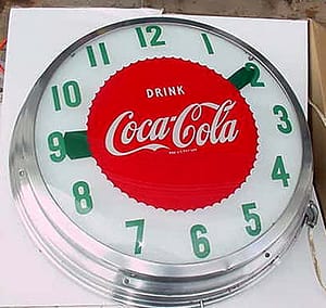 Coca Cola Light Up Cock, Vintage Advertising Neon Clocks