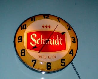 Old Schmidt Beer Clock, Vintage Advertising Neon Clocks