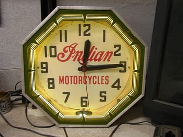 Indian Motorcycle neon Clock, Vintage Advertising Neon Clocks