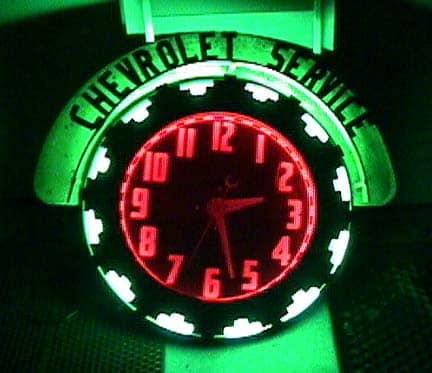 Vintage Neon Clocks Chevrolet Aztec neon clock